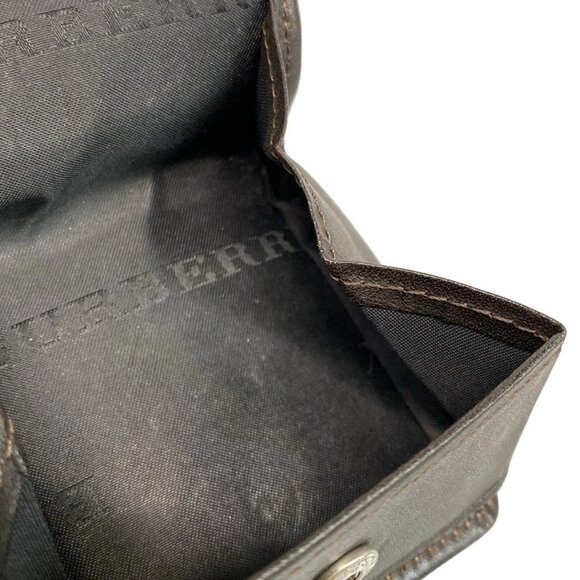 Burberry - Beige Dark Brown Multi Nylon Leather Coin Case - Picture 4 of 5